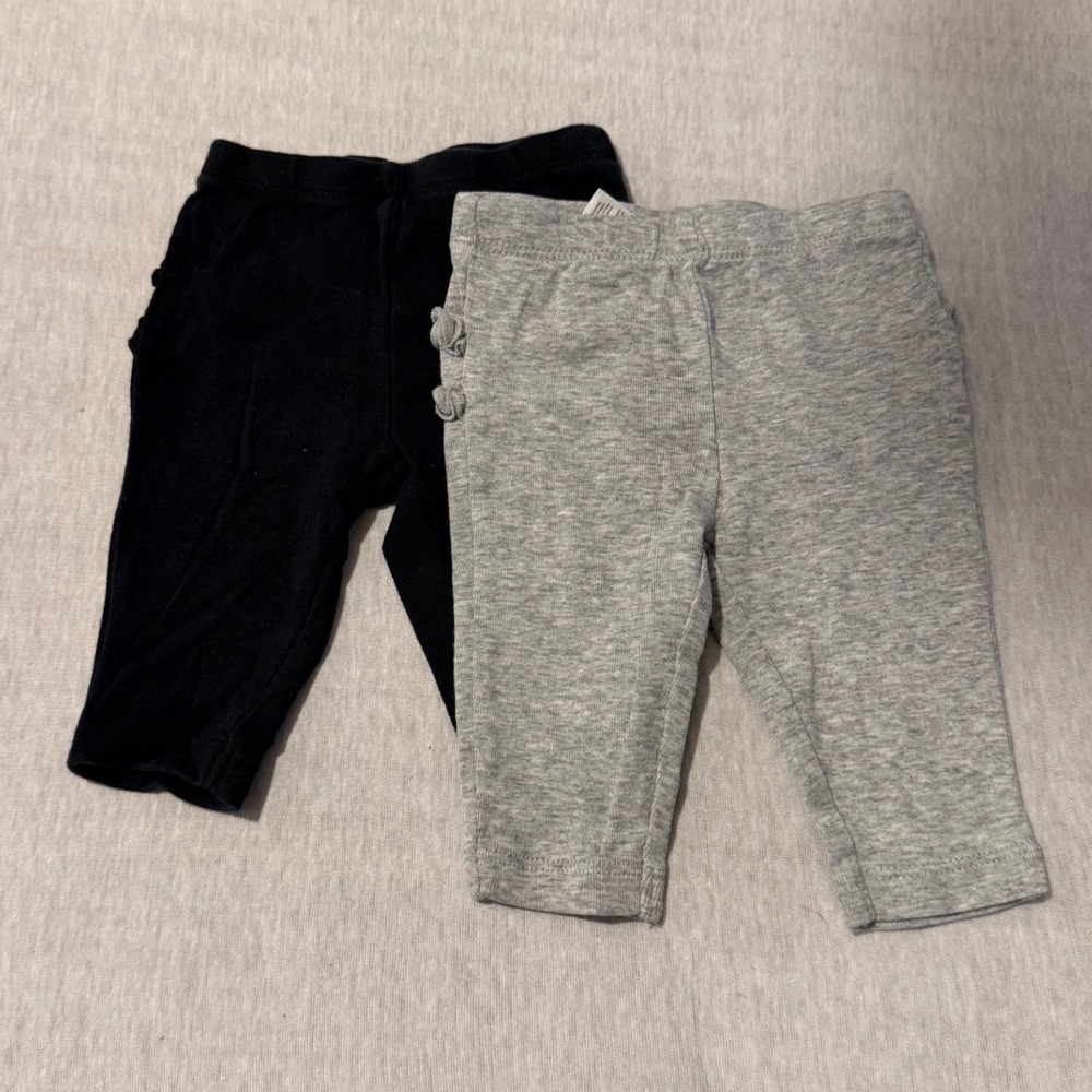 Carters Baby Girls 3M Ruffle Butt Leggings Set Black Heather Gray Cotton 2 Pack